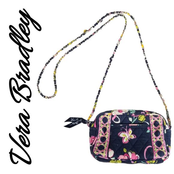 Vera Bradley Handbags - Vera Bradley Blue Butterflies and Flowers Chain Strap Small  Mini Bag